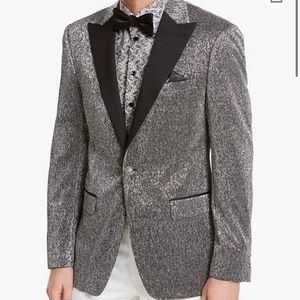 Tallia Silver Pinstripe Formal Suit Jacket